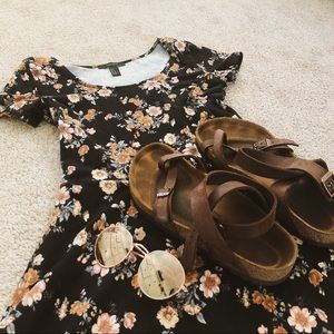 Black Floral Skater Dress